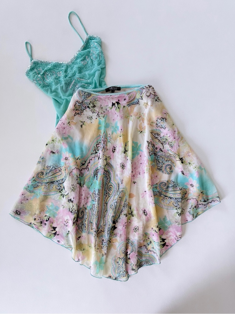 Vintage Y2K Rampage Pastel Paisley
Handkerchief Midi Skirt